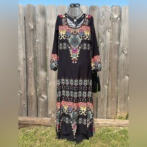 🟢 🆕 NEW!!! Unbranded Beautiful Tribal Boho Arabesque Long Sleeve Dress